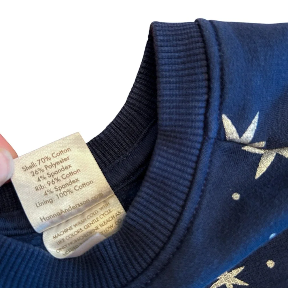 Hanna Andersson Girls Dress Size 3-6 Months Navy Blue‎ Silver Star Dress